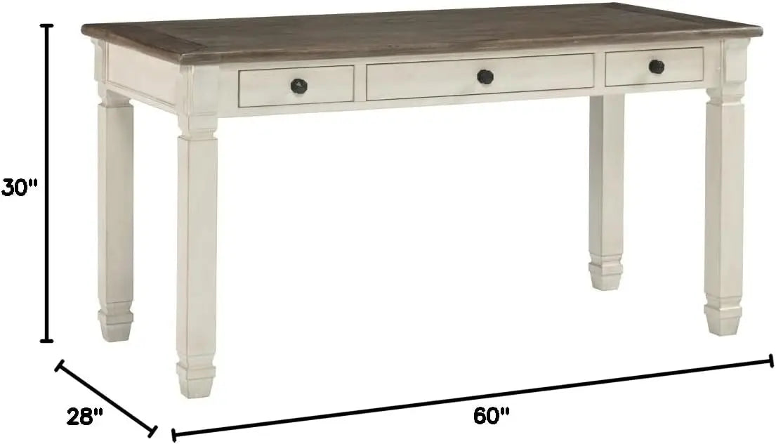Bolanburg Farmhouse 60" Home Office Writing Desk with Drawers, Whitewash