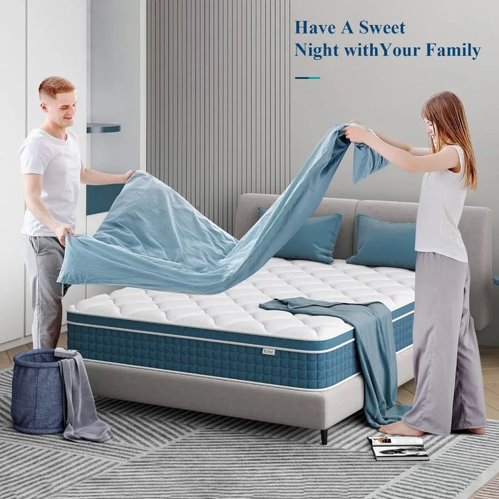 Queen Mattress 10", Hybrid Queen Mattress, Stress Relief Memory Foam, Breathable, Medium Firmness Mattress, Boxed Large Mattress