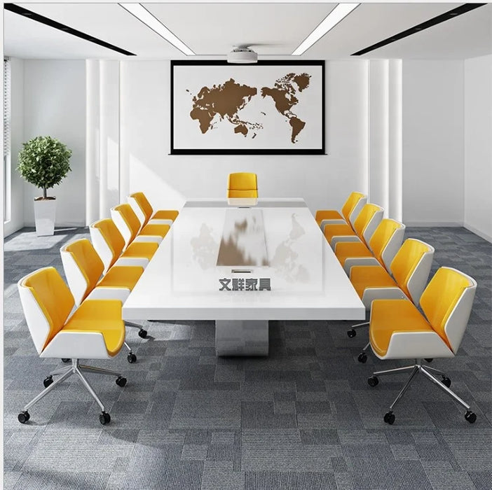 Luxury High Quality Acrylic solid surface Top 10 Person White Conference Room Furniture Meeting quartz top desk Table