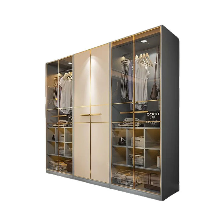 New Light Luxury Wardrobe, Modern and Simple Home Bedroom, Solid Wood Adult Storage Combination, Size Wardrobe