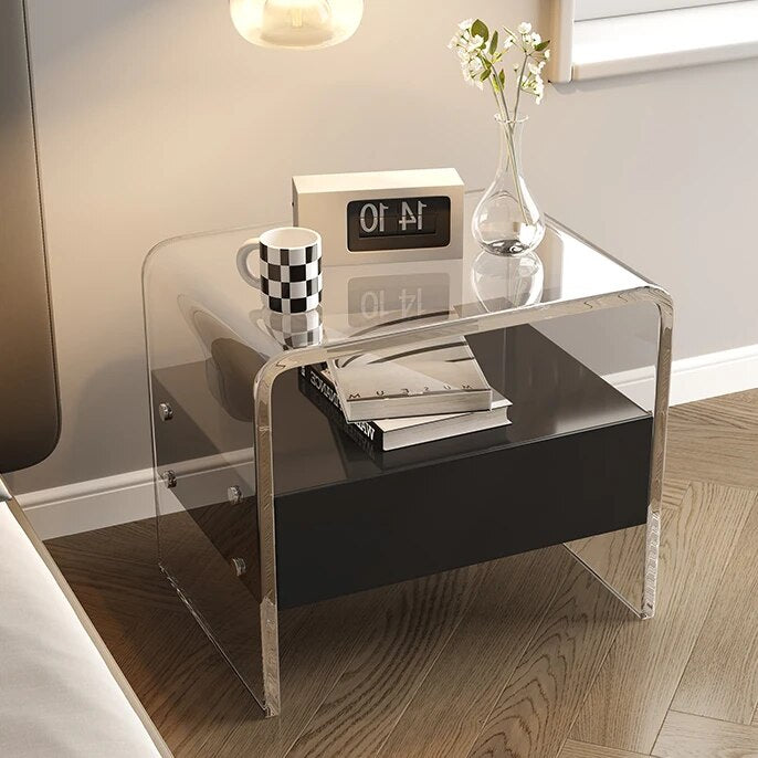Acrylic Nightstand Mid Century Modern Simple Bedside Tables Bedroom Minimalist Suspension Designer Home Furniture WKNS
