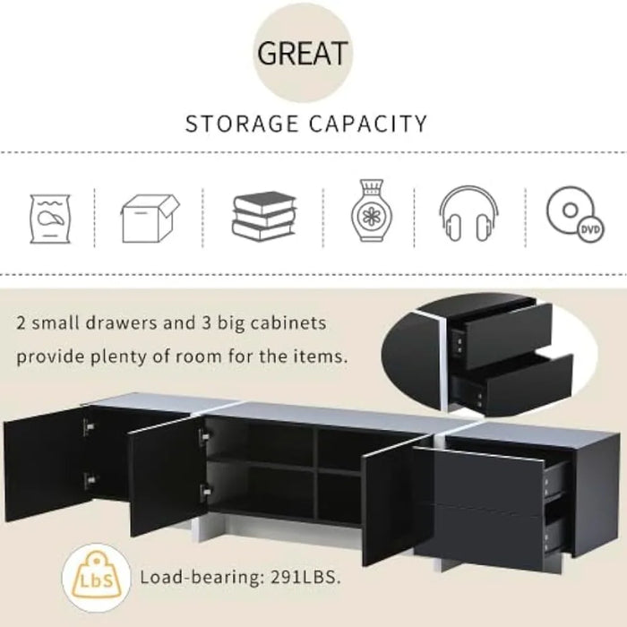 Modern Living Room Furniture for Television Contemporary Rectangle Design Stand Unique Style Console Table 80'' Chest of Drawers