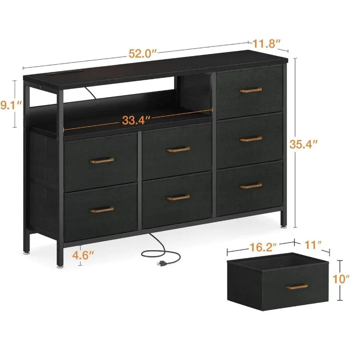 Dresser for Bedroom Tv Cabinet 7 Large Storage Drawers in the Living Room TV Cabinet With Charging Station Furniture Home