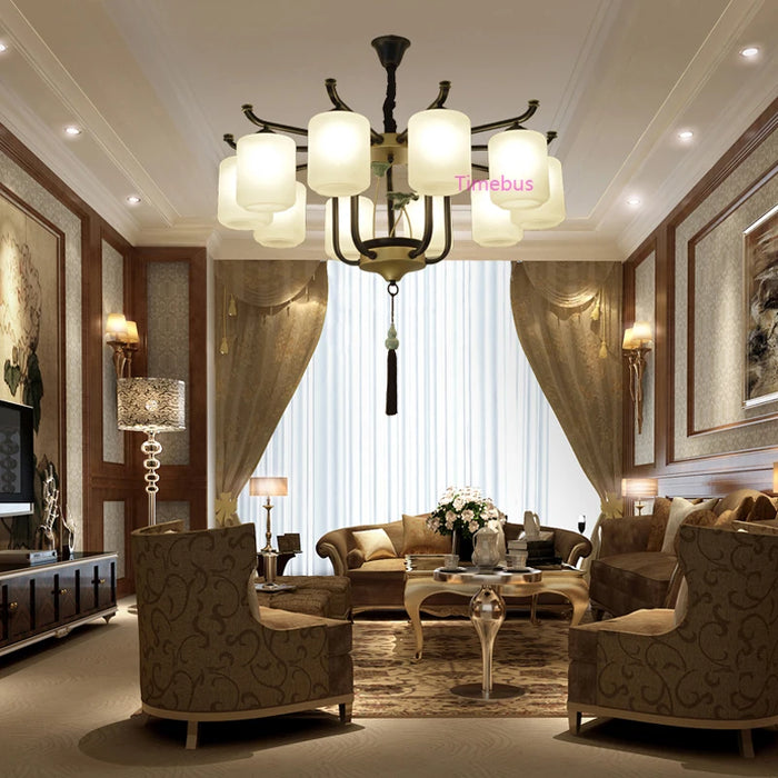 Villa Hotel Lobby Living Room Chandelier New Chinese Chandelier Lighting Wrought Iron Light Fixture Modern led Pendant Lamps