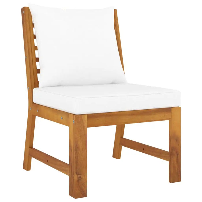 9 Piece Patio Lounge Set with Cushion Cream Solid Acacia Wood Outdoor Table and Chair Sets Outdoor Furniture Sets