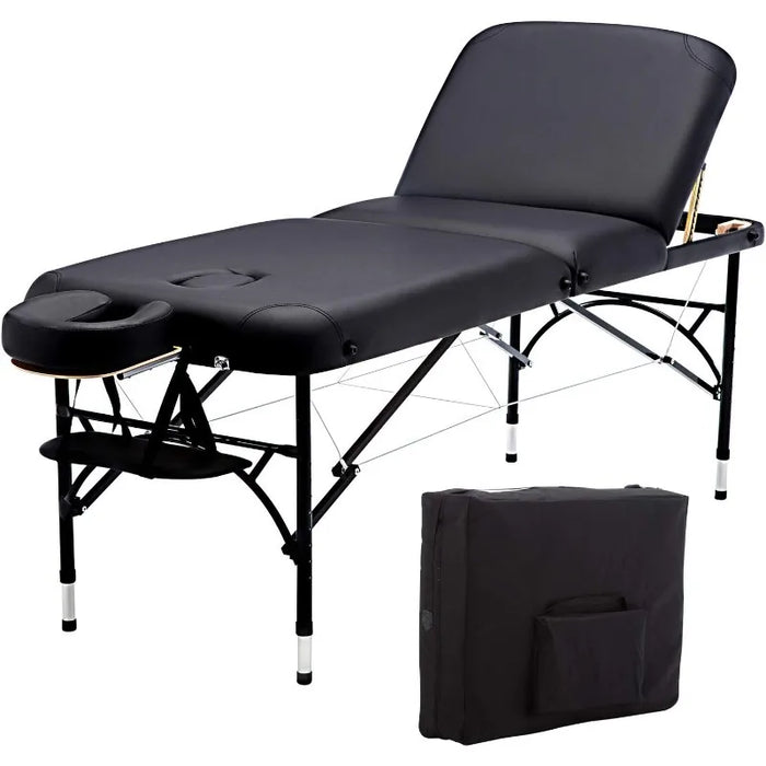 28" Width 3 Folding Portable Lightweight Massage Table Facial Salon Spa Tattoo Bed with Aluminium Leg for Home Office