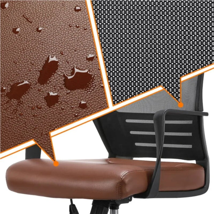 SMILE MART Adjustable Midback Ergonomic Mesh Swivel Office Chair with Lumbar Support, Brown Seat computer chair