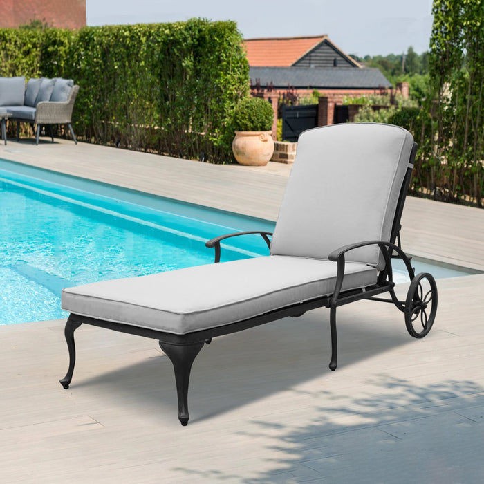 Aluminium Cast  Lounge Chair Lounger Recliner Chair For Patio Lawn Beach Pool Side Sunbathing Outdoor Furniture