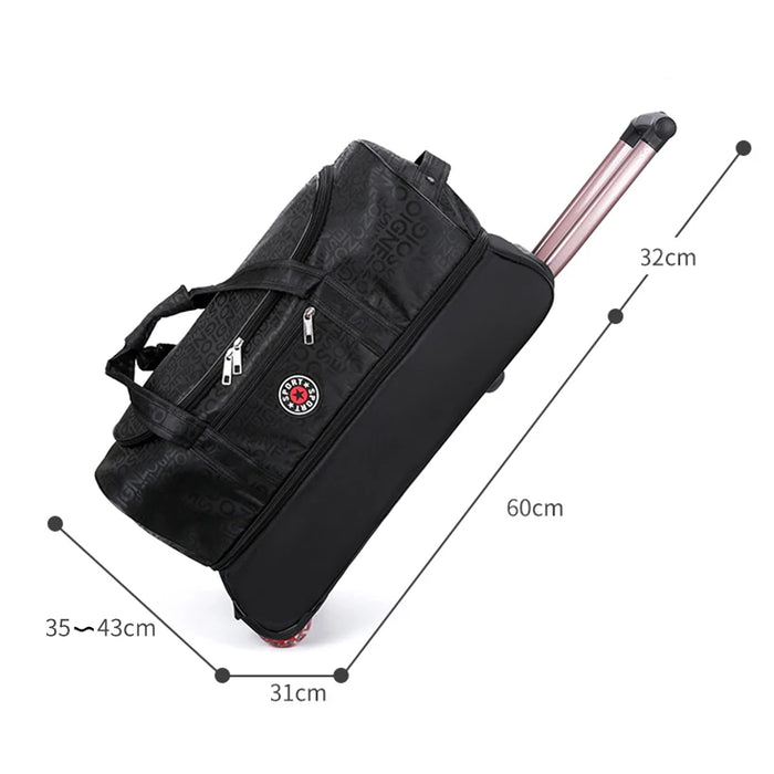 Large Capacity Lightweight Oxford Roller Trolley Case Overseas Travel Shipping Luggage Extendable Moving Bag Storage Backpack