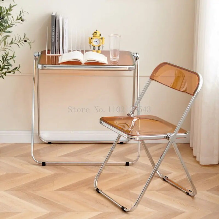 70*50cm Ins Crystal Transparent Folding Table Acrylic Side Table Coffee Table  Portable Office Study Computer Table Home Use