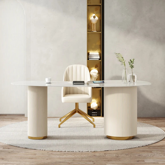 Workbench Computer White Desk Modern Counter Writing Executive Desk Office Drawers Study Scrivania Con Cassetti Luxury Furniture