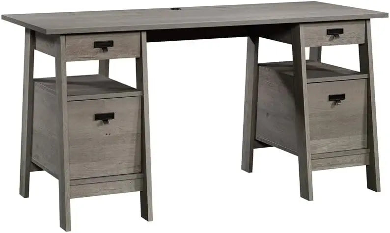 Executive Trestle Desk, L: 59.06" x W: 24.92" x H: 29.06", Mystic Oak