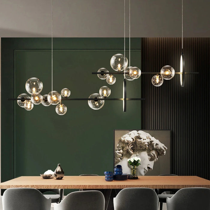 Nordic Modern LED Novelty Glass Bubble Chandelier Dining Room Lamp Office Lighting Kitchen Island Home Decoration Hanging Lights