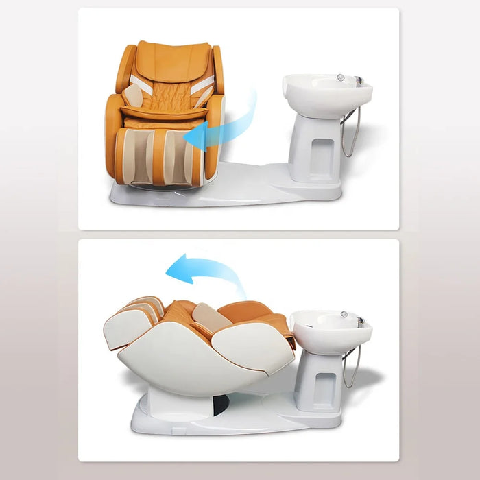 Professional Modern Luxury Beauty Hair Salon Furniture Washing Bed Electric Full Body Shiatsu Massage Shampoo Chair with Bowl
