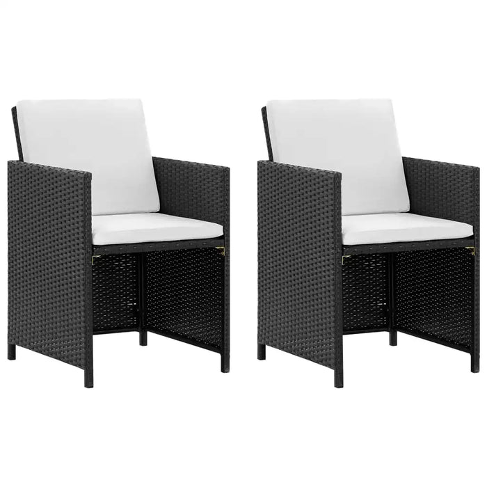 5 Piece Patio Dining Set with Cushions Poly Rattan Black B Outdoor Table and Chair Sets Outdoor Furniture Sets