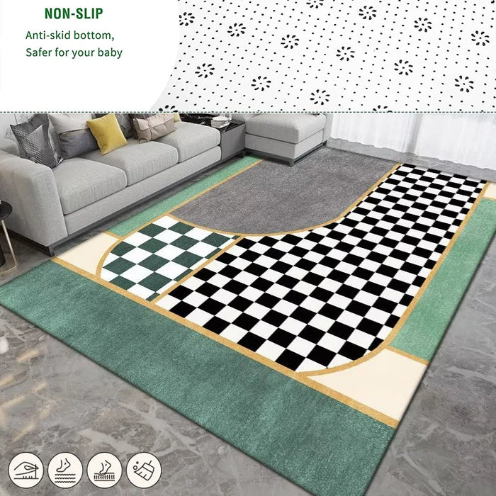Modern Luxury Living Room Green Carpet Bedroom Decoration Rug Good Quality Hotel Large Area Carpets Anti-slip Washable Floor Mat