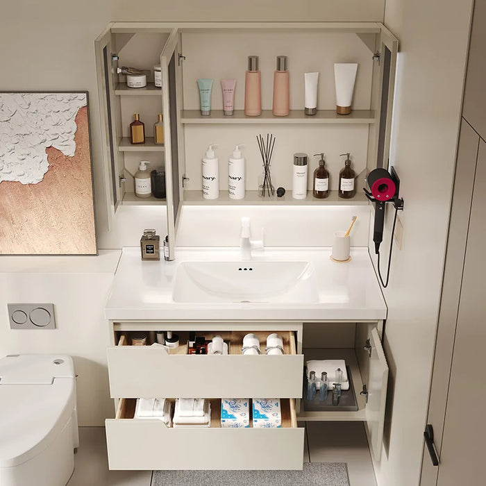 Sink Drawer Wall Bathroom Cabinet Mirror Luxury Mirror Bathroom Cabinet Storage Wooden Badezimmer Schrank Home Furniture YQ50BC