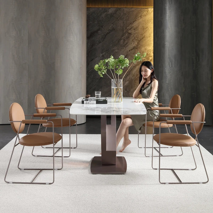 Dining Table Rectangular Kitchen Chair Combination Minimalist Brown Glass Kitchen Hotel Mesa De Jantar Restaurant Furniture