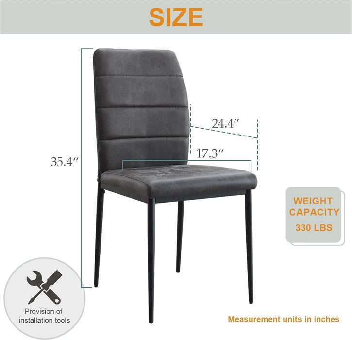 Zerifevni Dining Chair Set of 6 Modern Elegant Side Chairs Leather Durable Wide Cushion for Kitchen Room