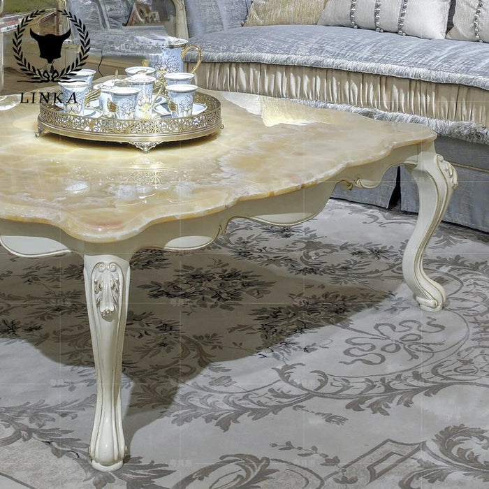 French neoclassical cloth sofa, large family living room furniture, European solid wood carved sofa combination