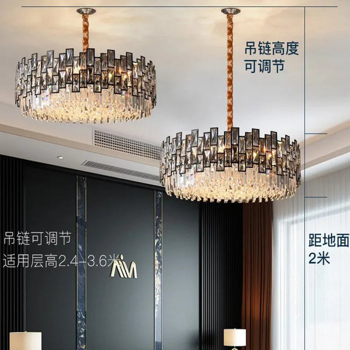 Modern Crystal Chandelier For Living Room Dining Room Black Light Round Lustre Led Chandeliers Kitchen Bedroom Indoor Lighting