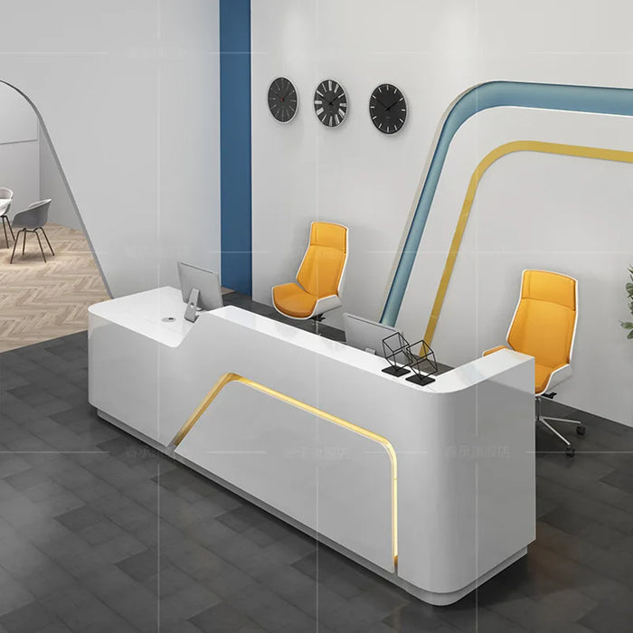 Customized Light Luxury Glossy Office Counter Simple Table Commercial Reception Desk