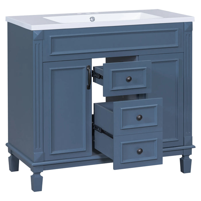 36'' Bathroom Vanity with Top Sink, Modern Bathroom Storage Cabinet with 2 Soft Closing Doors and 2 Drawers, Single Sink Bathroo
