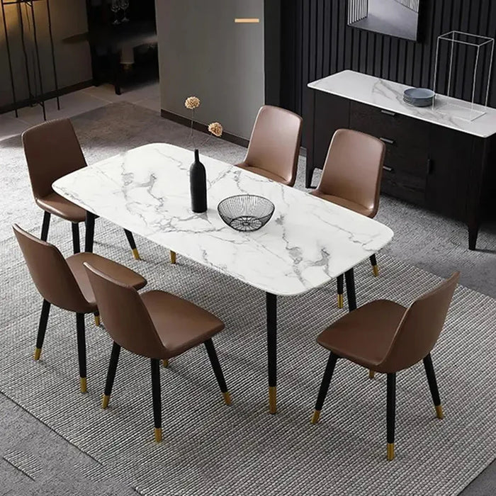 Modern Rock Plate Dining Table French Simple White Vintage Rectangular Office Table Apartment Mesas De Cocina Home Furniture