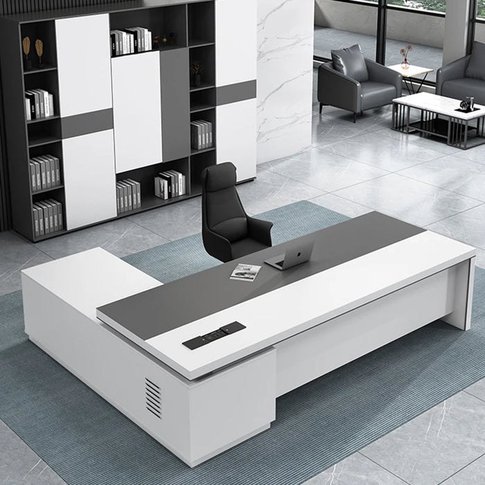 White Set Reception Office Desk Bookshelf Storage Conference European Desk Executive Secretary Mesa Escritorio Modern Furniture