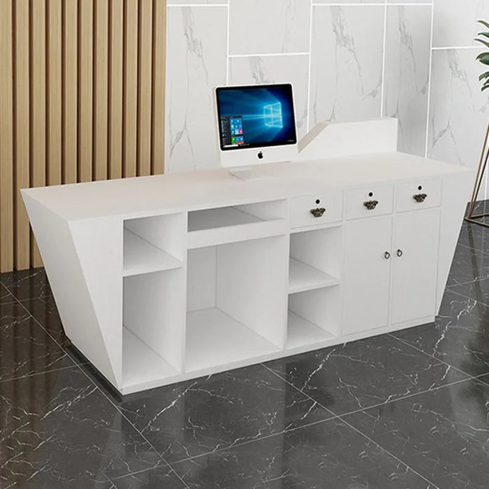 L Shaped Reception Desks Beauty Salon Luxury Office Modern Reception Desk Cashier Table White  Theke Rezeption Bar Furniture