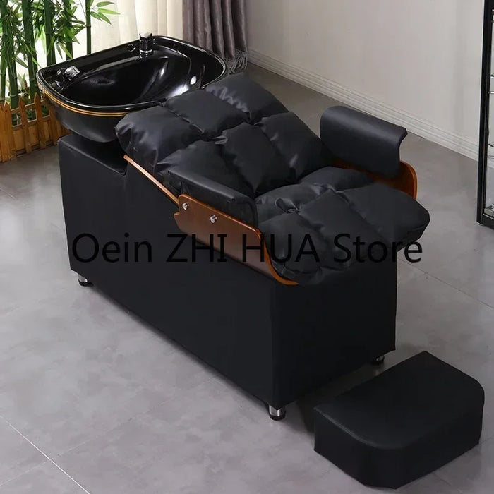 Barber Shop Hair Salon Shampoo Chairs Bed Head Spa Massage Lounge Shampoo Chairs Beauty Hairdressing Sillas Furniture QF50SC
