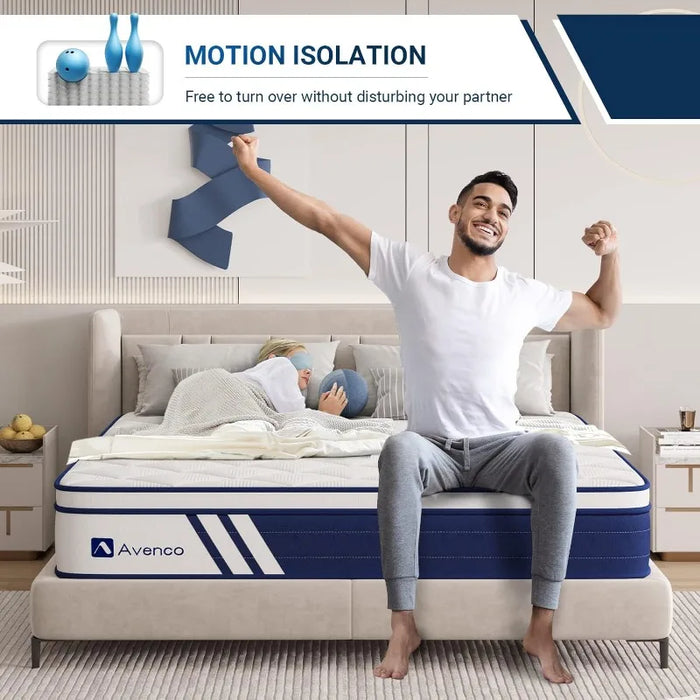 Gel Memory Foam, Individual Pocket Coils for Pressure Relief and Motion Isolation, Medium Firm Queen Mattresses