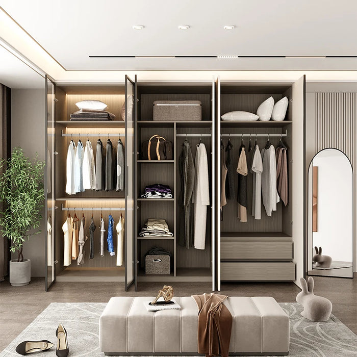 wardrobe with top-notch modern minimalist furniture, home bedroom, all solid wood, customized sliding door, storage
