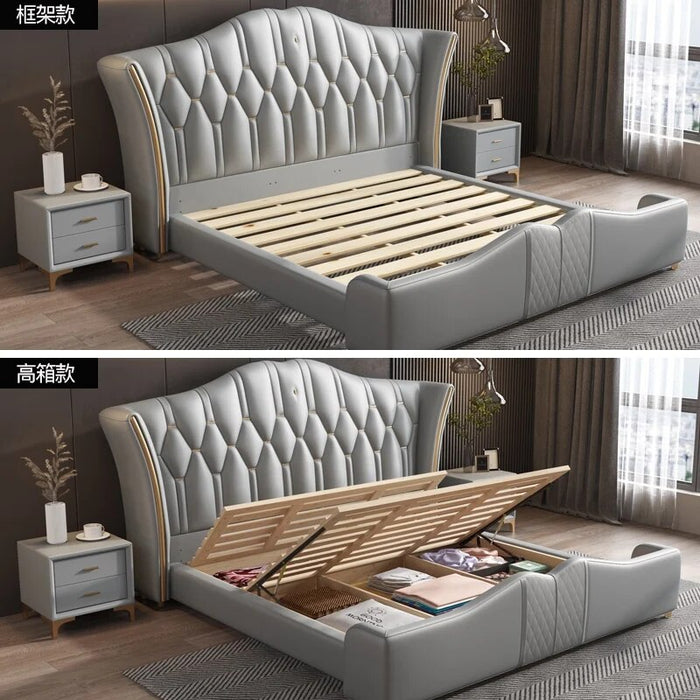 Leather Light Luxury Master Bedroom 1.8 M Wedding Bed Modern Simple Double Bed High-end Storage 1.5 M High Box Soft Bed