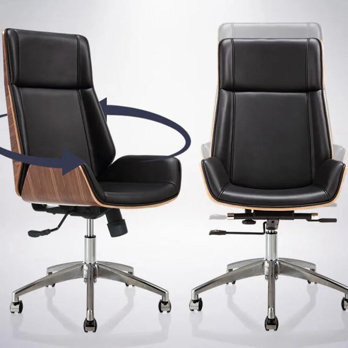 lounge High Back Bentwood Swivel Office Computer Chair Micro Fiber Leather Home Meeting Leather Chair nordic Office Furniture HY