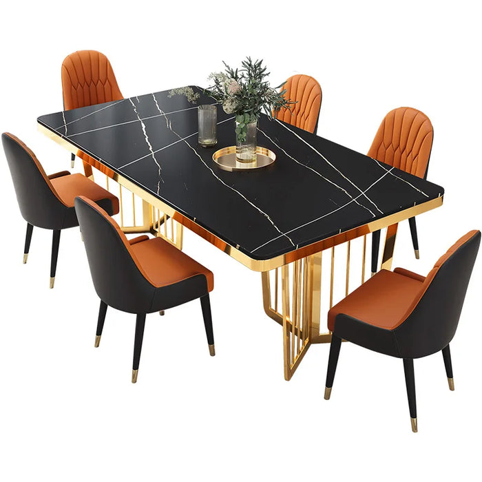 Light luxury dining table and chair combination marble small unit modern simple rectangular Nordic household dining table gs01