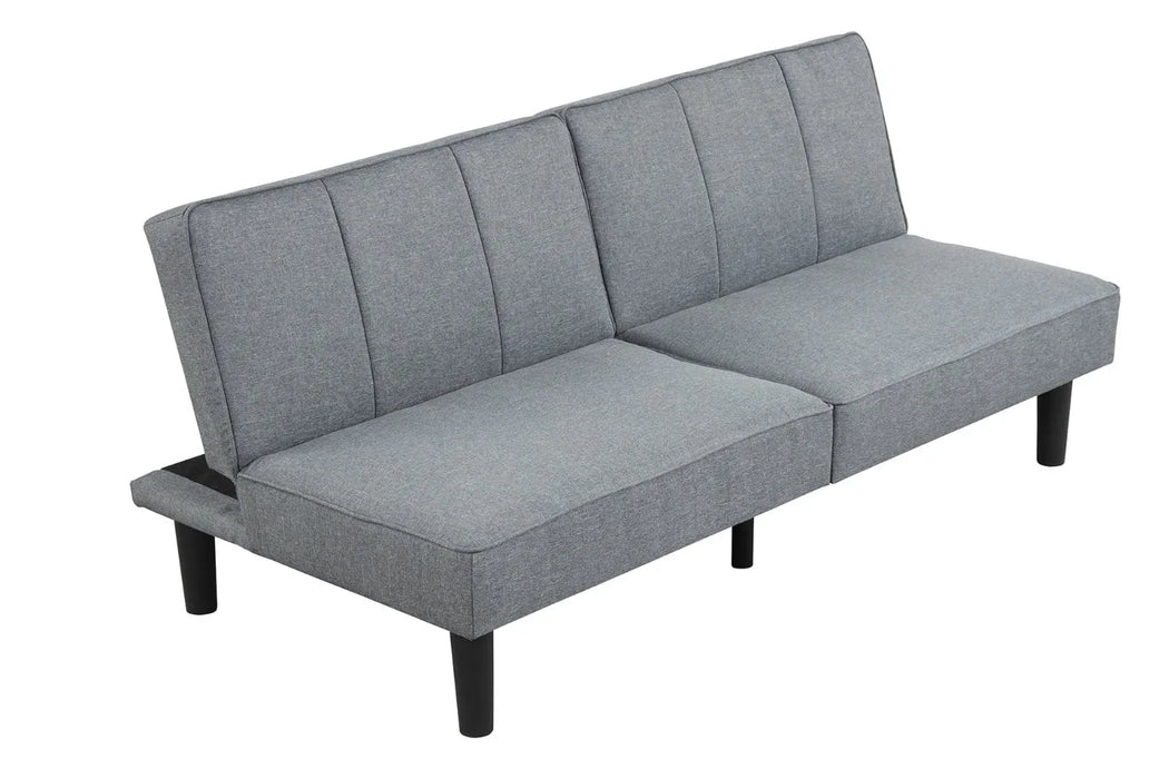 Home Simple Comfortable Practical Split Back Futon Gray Linen Fabric Upholstery
