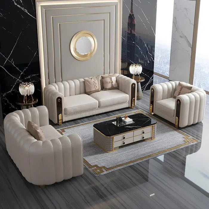 Living Room Sofa Bedroom Furniture Home Double New Designed Classic Multi-Person Reception Recliner Genuine Leather Sofa Sets