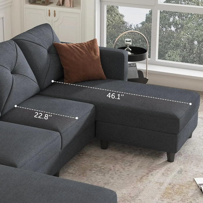Convertible Sectional Sofa U Shaped Couch 4 Seat Sofa with Double Chaises for Living Room/Bedroom