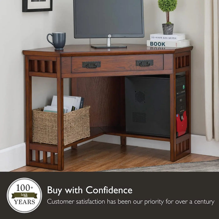SINCE 1910 Corner Computer and Writing Desk, Mission Oak Finish, FURNITURE