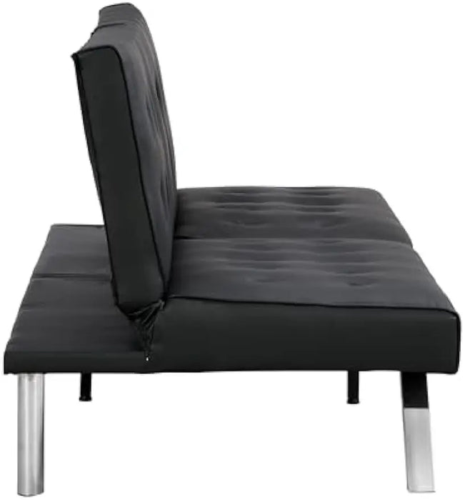 Modern PU Leather, Convertible Couch Bed,Futon Sets Daybed,Folding Sleeper Sofa Love seat for Small Space,Black