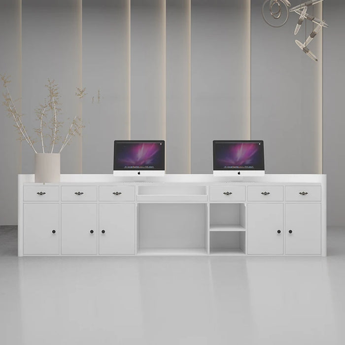 Standing Luxury Reception Desk Front White Wood Modern Reception Desks Hotel Basses Clinic Comptoir Coiffeur Office Furniture