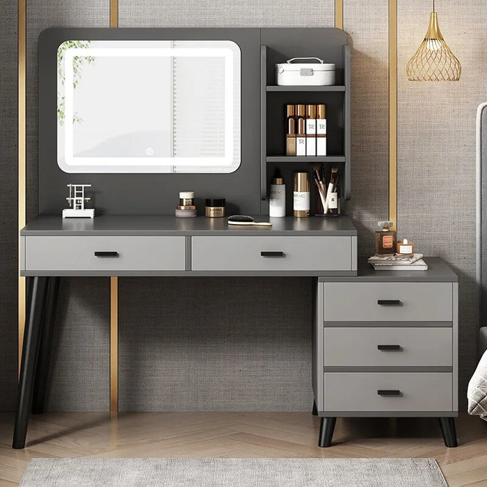 Dressing Table with with LED Lighting 6 Drawers Furniture Bedroom Bedside Storage Cabinet Integrated Minimalist Makeup Vanity