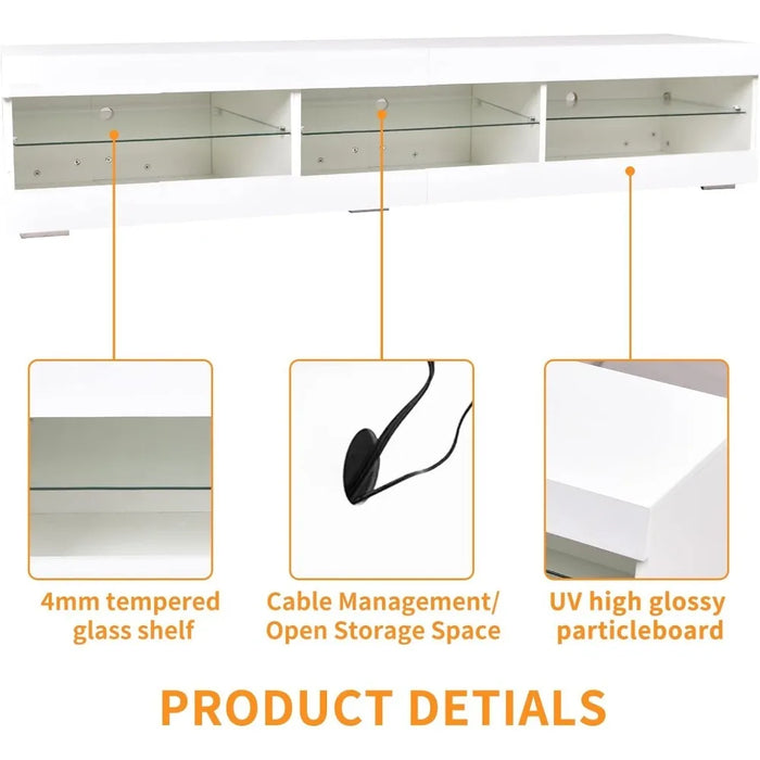 Modern TV Stand With Storage Drawer and Glass Shelf for Living Room Home Furniture Bedroom White Cabinet Table Stands