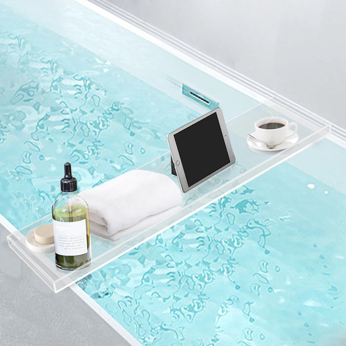 Bathtub Tray Caddy Acrylic Bath Tray Wine Glass Book Holder Bath Tub Table Caddy for Home Bathrooms Organizer Shelf