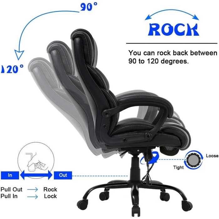 BESTOFFICE FURNITURE Big and Tall Office Chair 400lbs - Heavy Duty Metal Base Ergonomic Massage Desk Chair with Lumbar Support