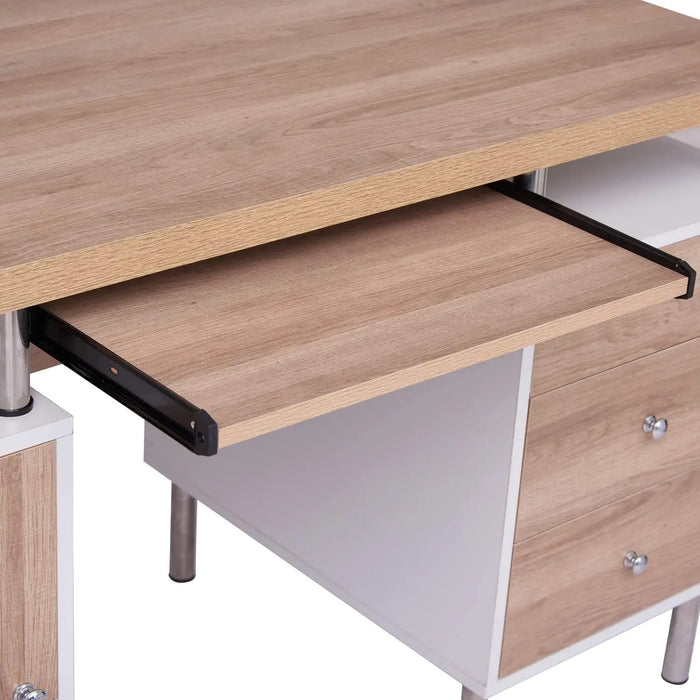 Elsy 3-Drawer Contemporary Two-Tone Small Desk with Storage, Computer Table Desk with Drawers for Home, Office Desk with