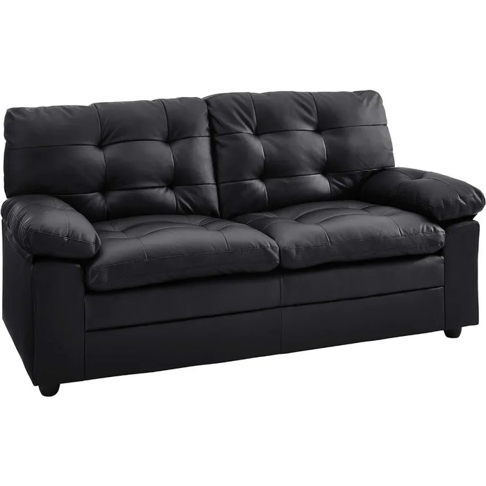 Urban Home Furniture Grayson Apartment Sofa, Black Faux Leather