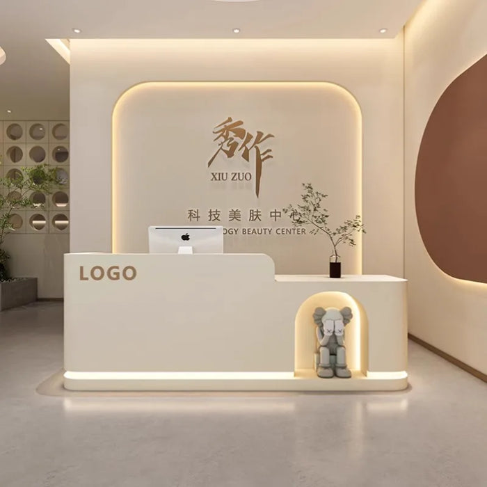 Mobile Bar Reception Desks Store Beauty Wooden Information Cabinet Nails Hotel Reception Desks White Bureau Meuble Furniture