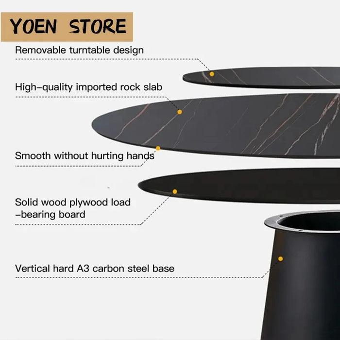 Modern Round Kitchen Table With Turntable Indoor Home Furniture Nordic Simple Small Apartment Black Dining Table Set